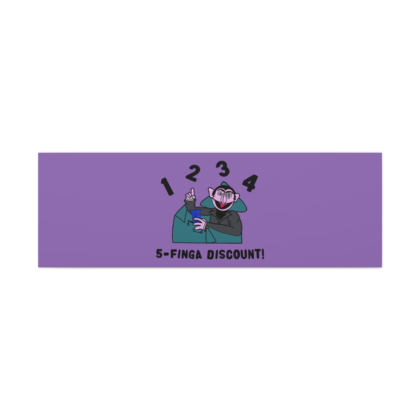 Five Finger Discount Canvas Print Light Purple - Sesame Street The Count Parody Art Print