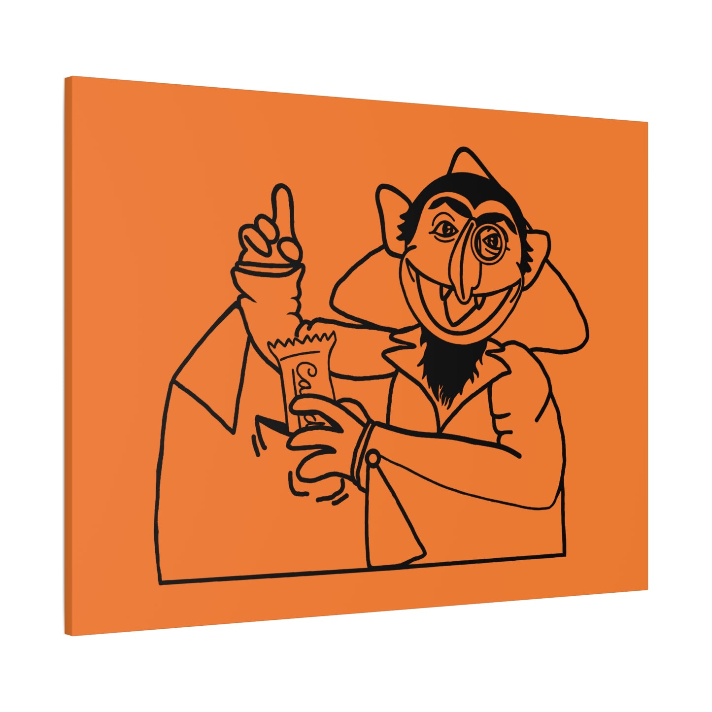 The Count Stealing Candy Outline Canvas Print Light Orange - Sesame Street The Count Parody Art