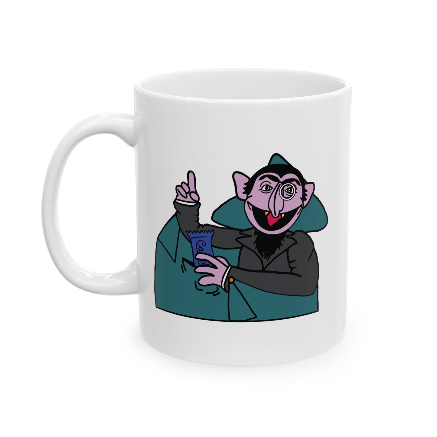 The Count Stealing Candy Mug - Sesame Street The Count Parody Coffe Mug