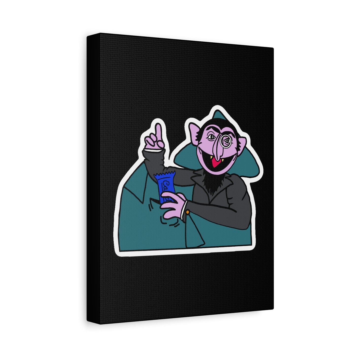 The Count Stealing Candy Canvas Print Black - Sesame Street The Count Parody Art