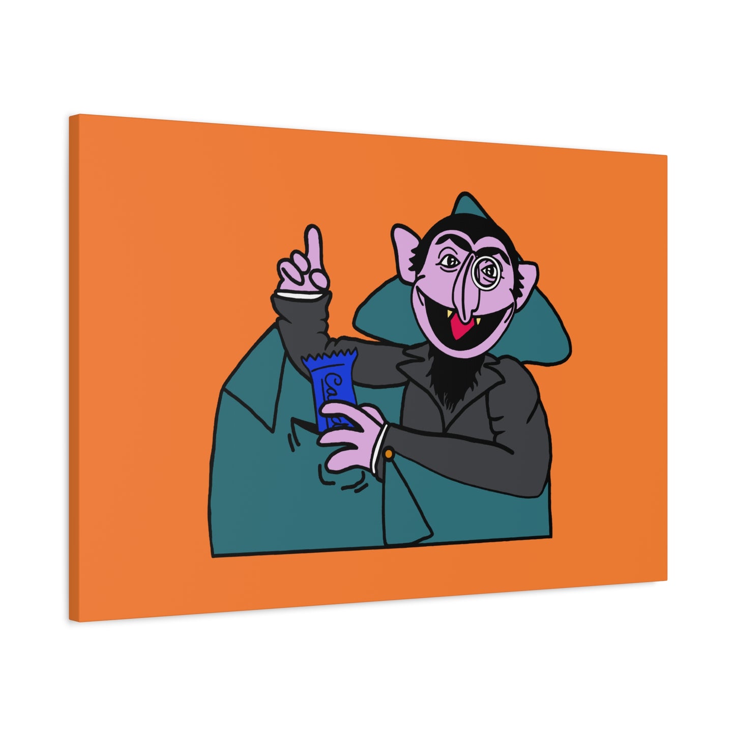 The Count Stealing Candy Canvas Print Orange - Sesame Street The Count Parody Art