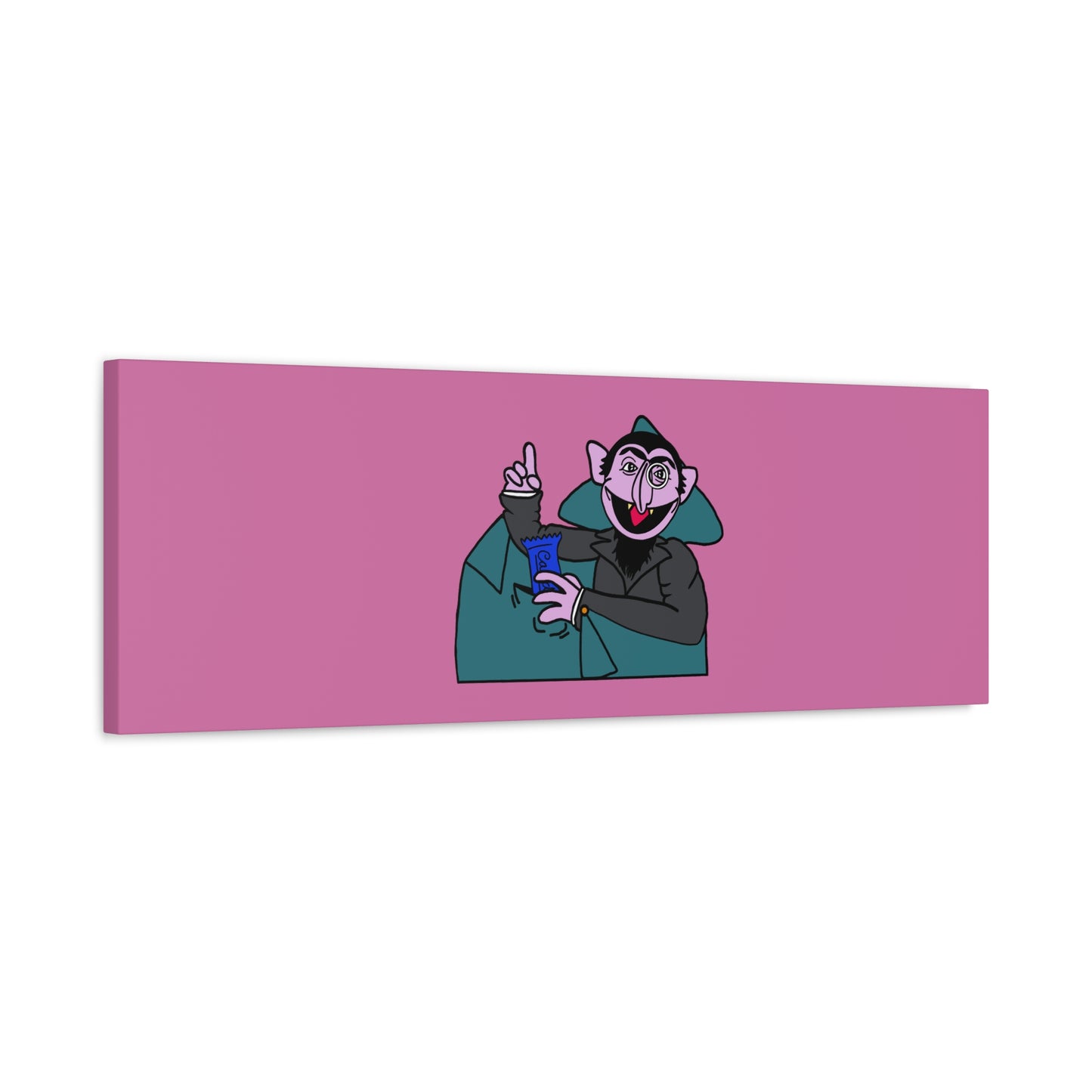The Count Stealing Candy Canvas Print Light Pink - Sesame Street The Count Parody Art