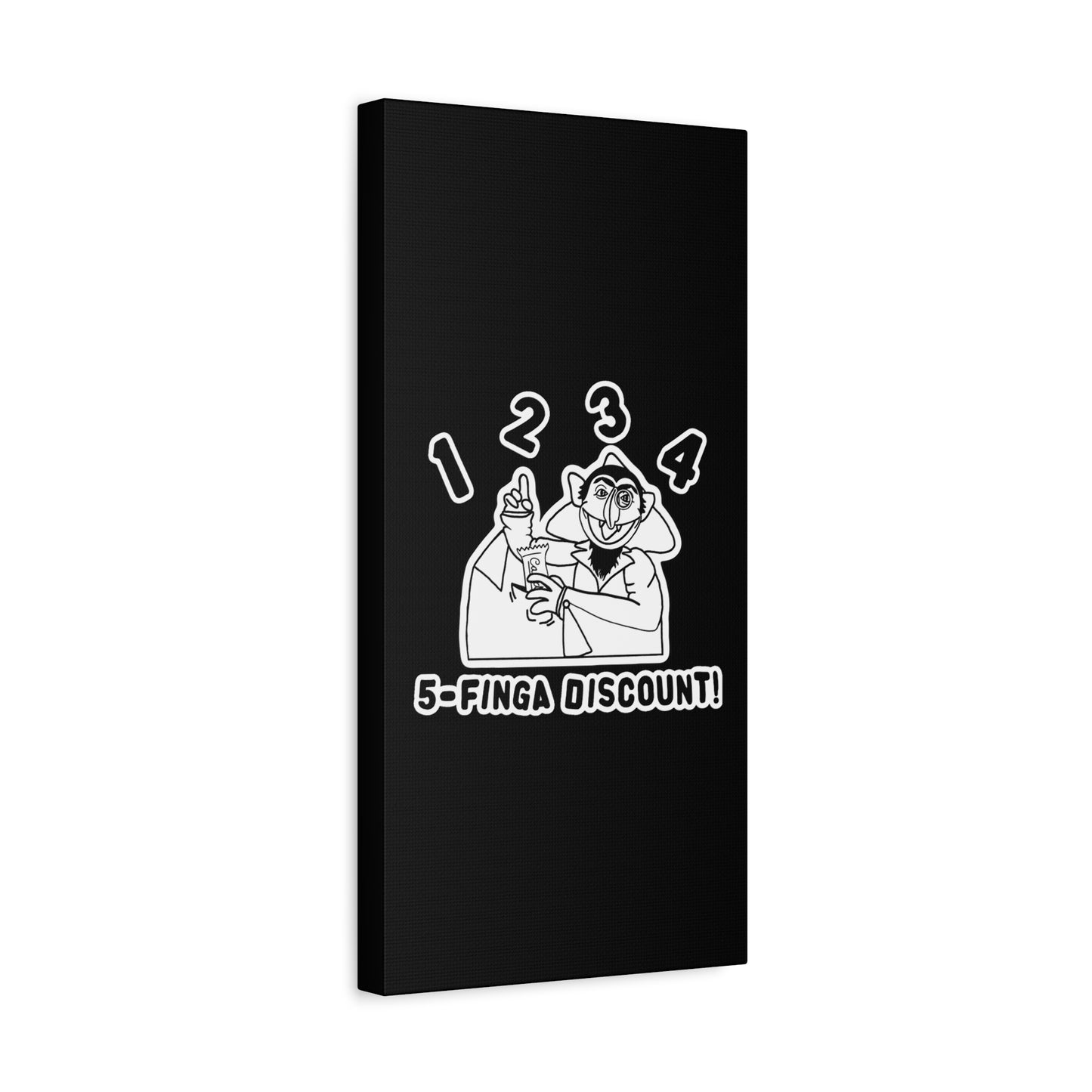 Five Finger Discount Outline Canvas Print Black - Sesame Street The Count Parody Art Print