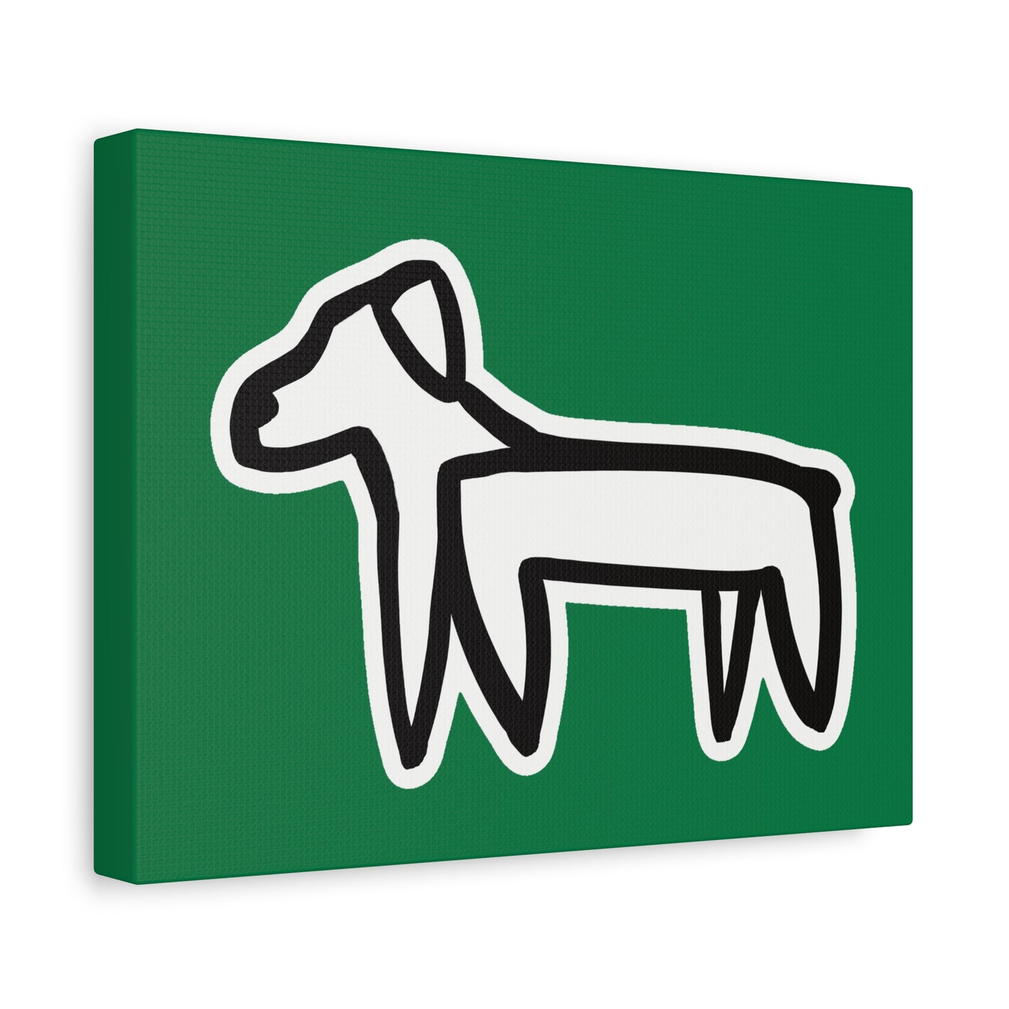 Dog Canvas Print on Green (Sticker Style White Dog) - Dog Art Print