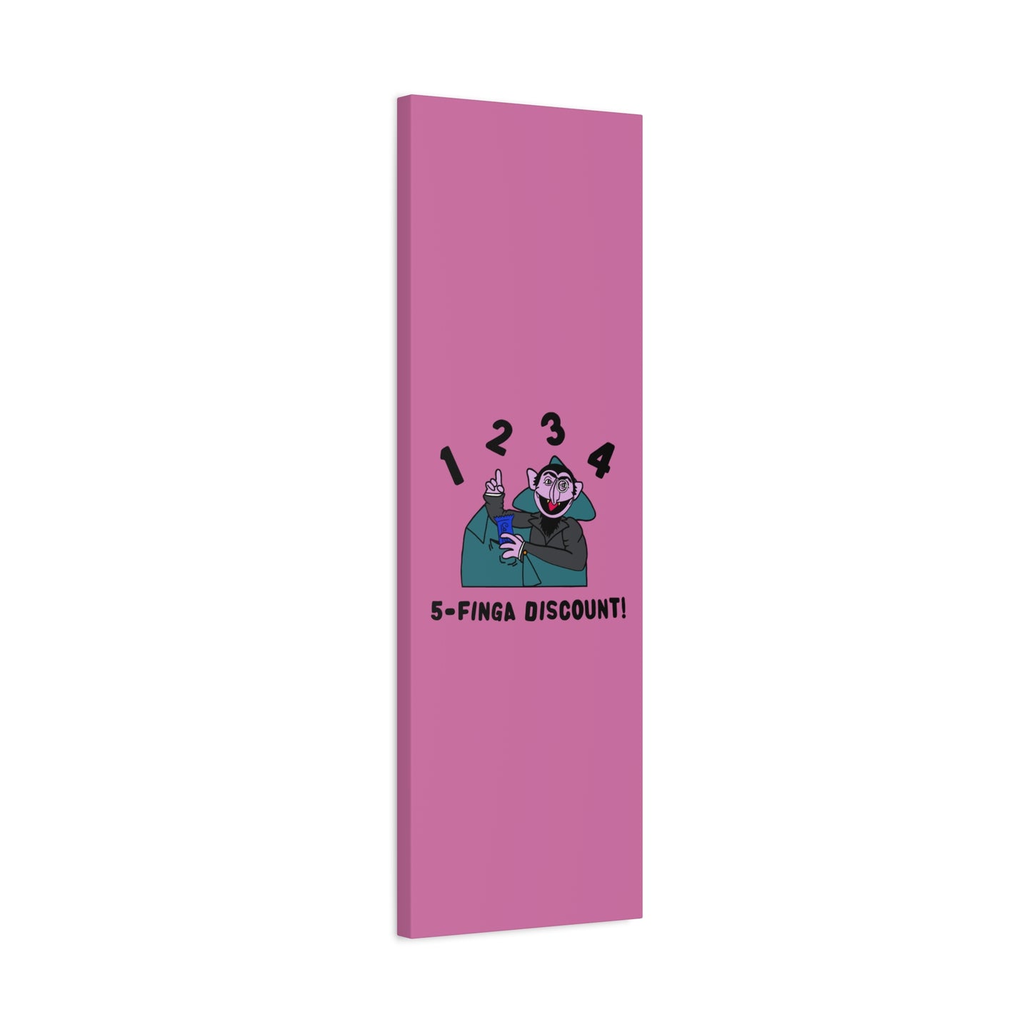 Five Finger Discount Canvas Print Light Pink - Sesame Street The Count Parody Art Print
