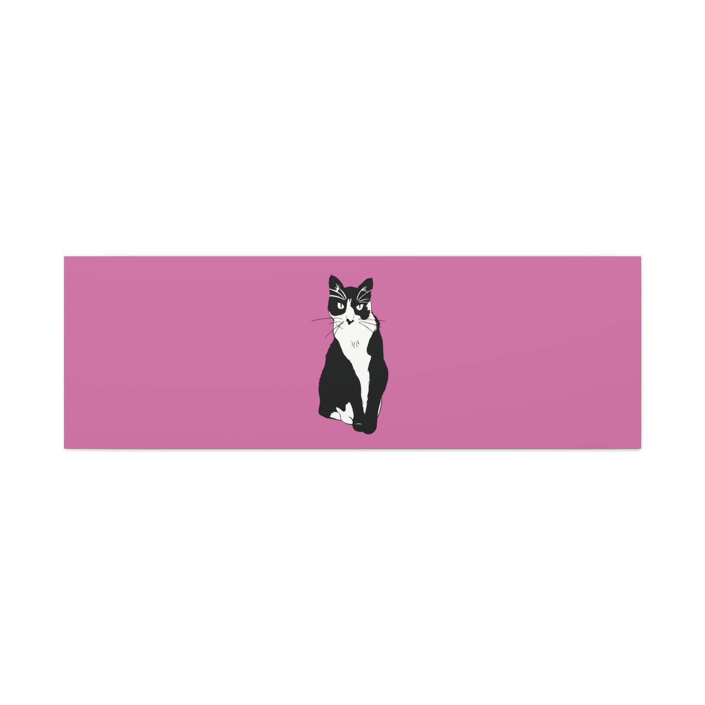 Cat Canvas on Light Pink (B&W Style Cat) - Cat Drawing Art
