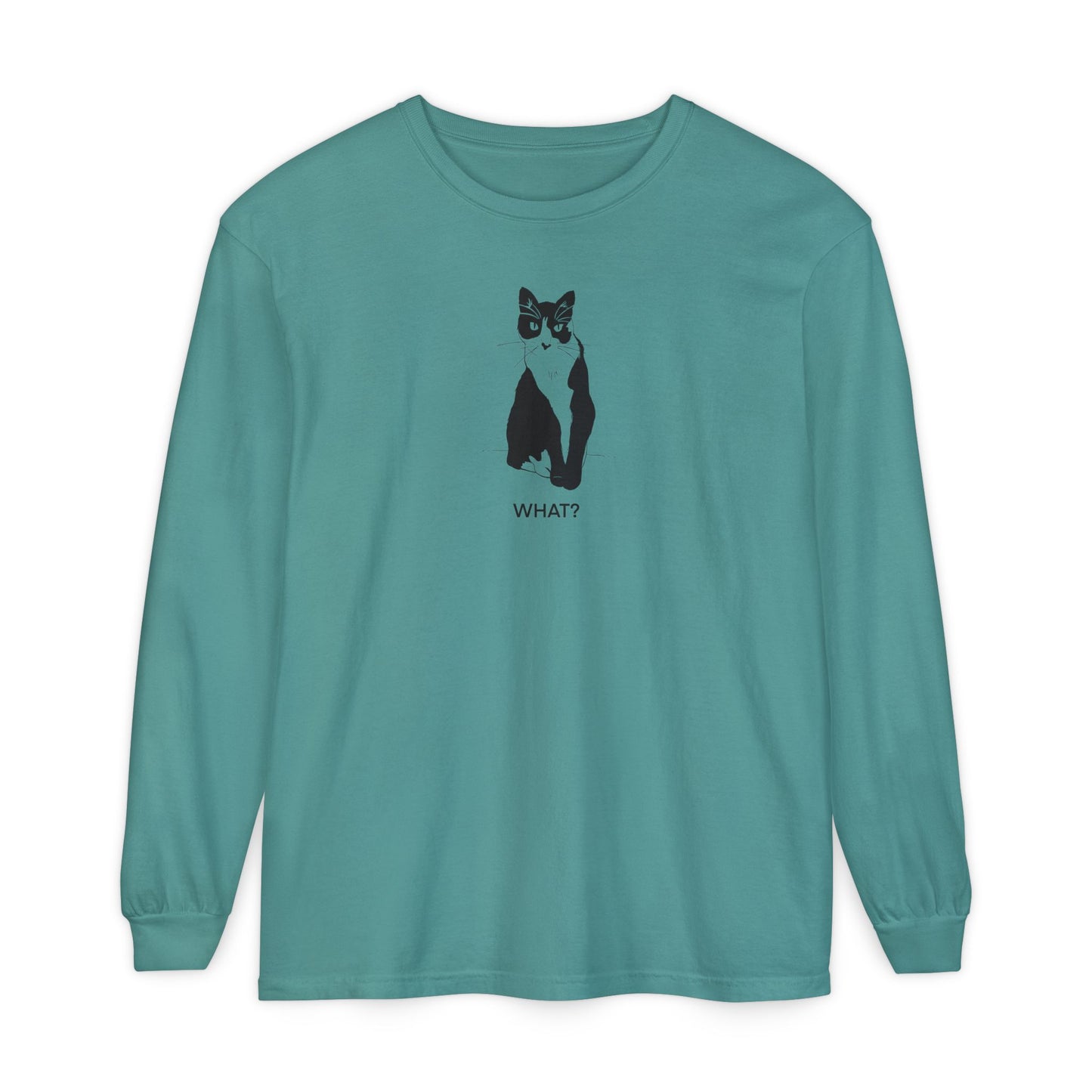 Cattitude Long Sleeve Tee (Transparent Style Cat) - Cat What Shirt