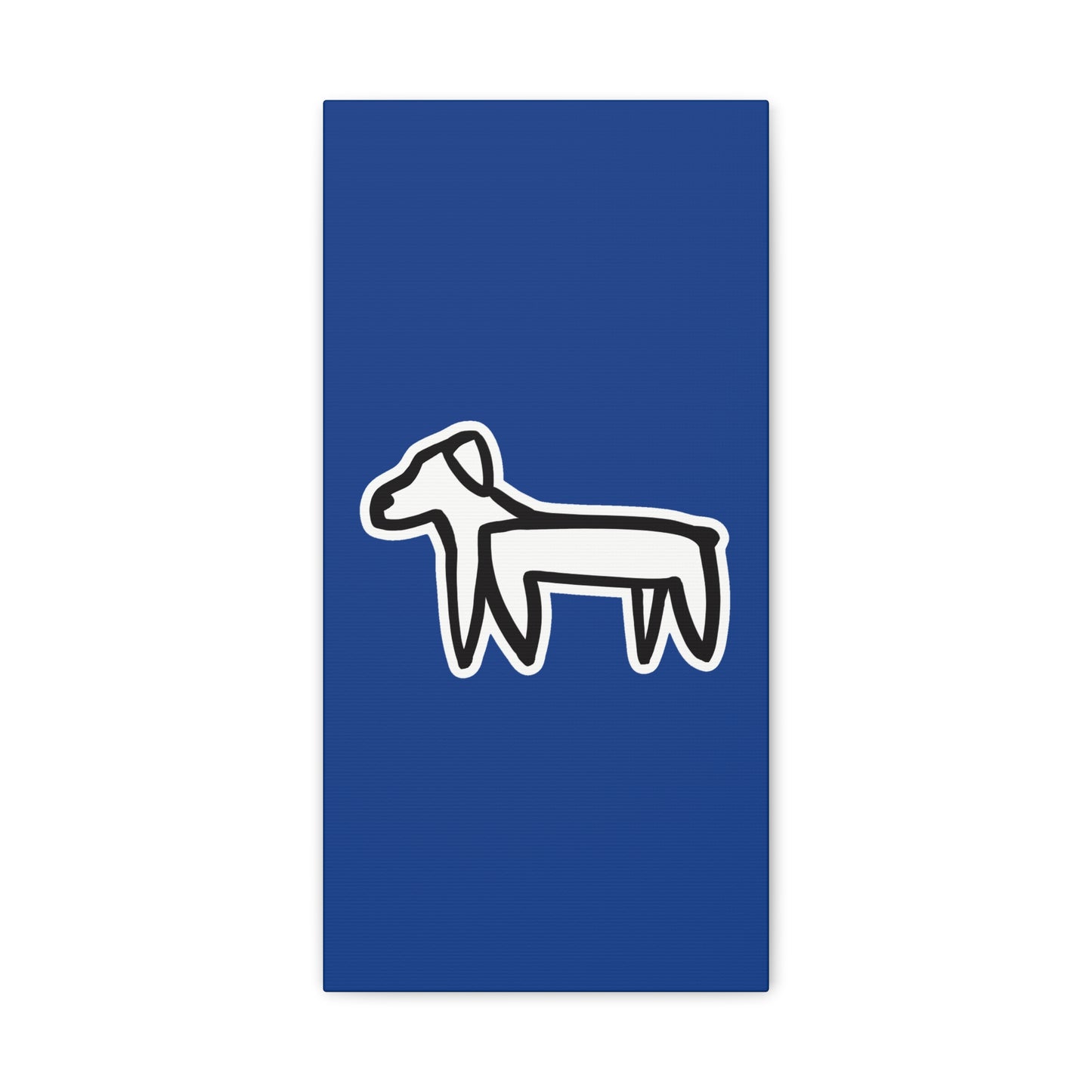 Dog Canvas Print on Blue (Sticker Style White Dog) - Dog Drawing Wall Art