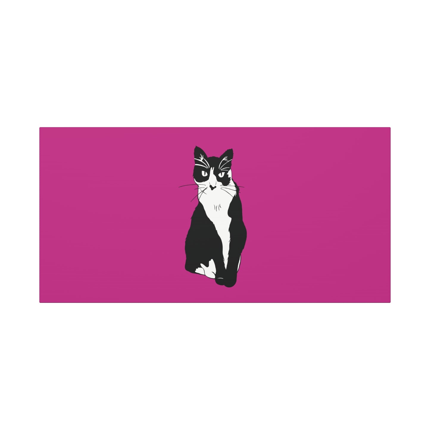 Cat Canvas on Pink (B&W Style Cat) - Cat Drawing Art