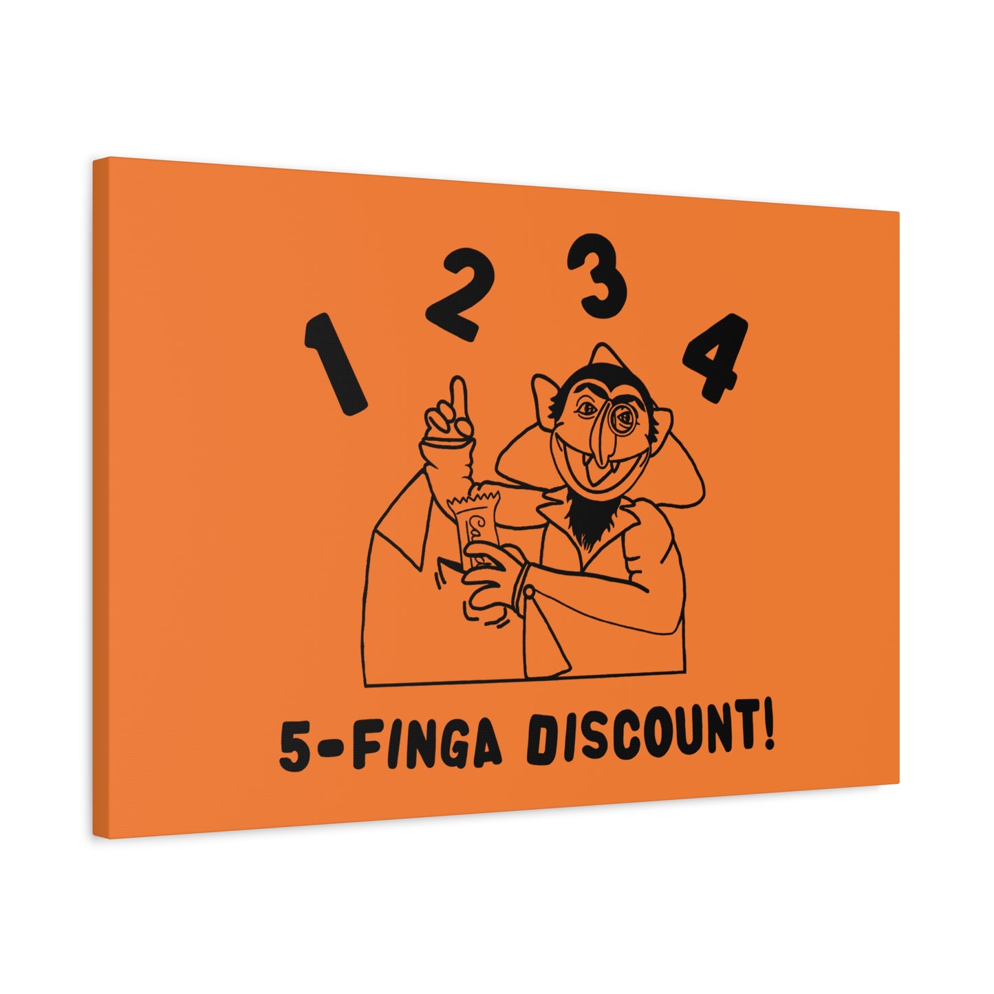Five Finger Discount Outline Canvas Print Light Orange - Sesame Street The Count Parody Art Print