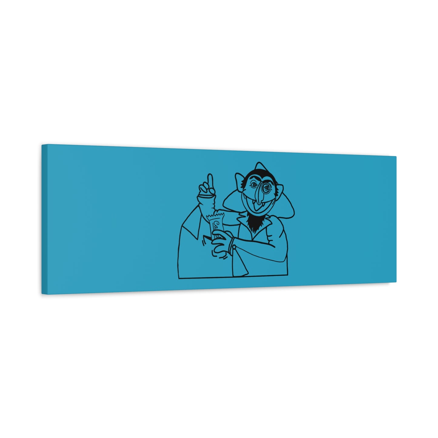 The Count Stealing Candy Outline Canvas Print Turquoise - Sesame Street The Count Art Print