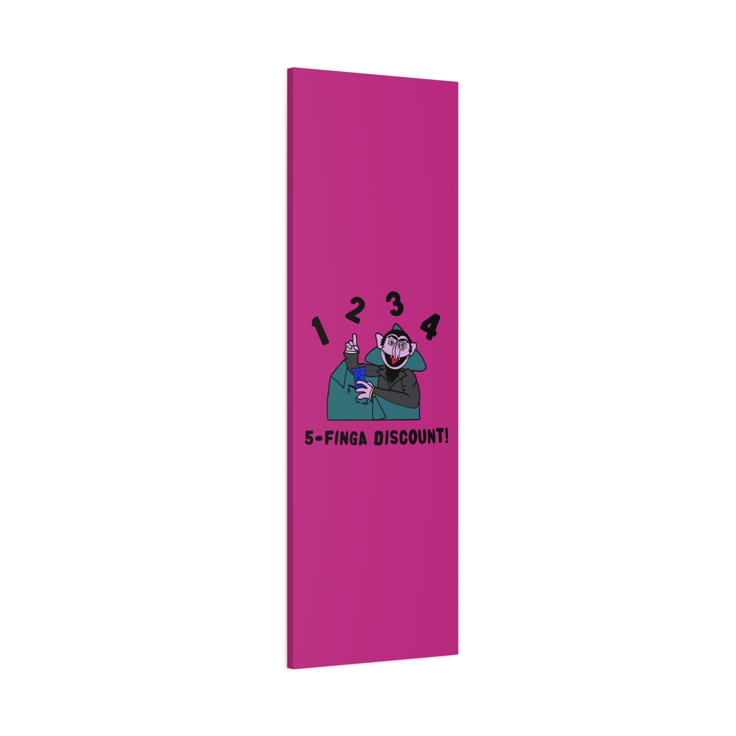 Five Finger Discount Canvas Print Pink - Sesame Street The Count Parody Art Print