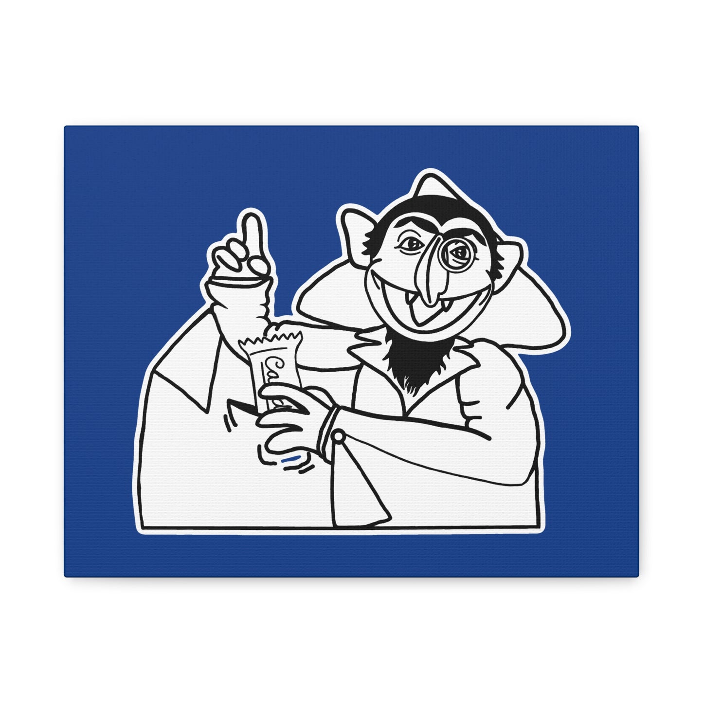 The Count Stealing Candy Outline Canvas Print Dark Blue - Sesame Street The Count Parody Art