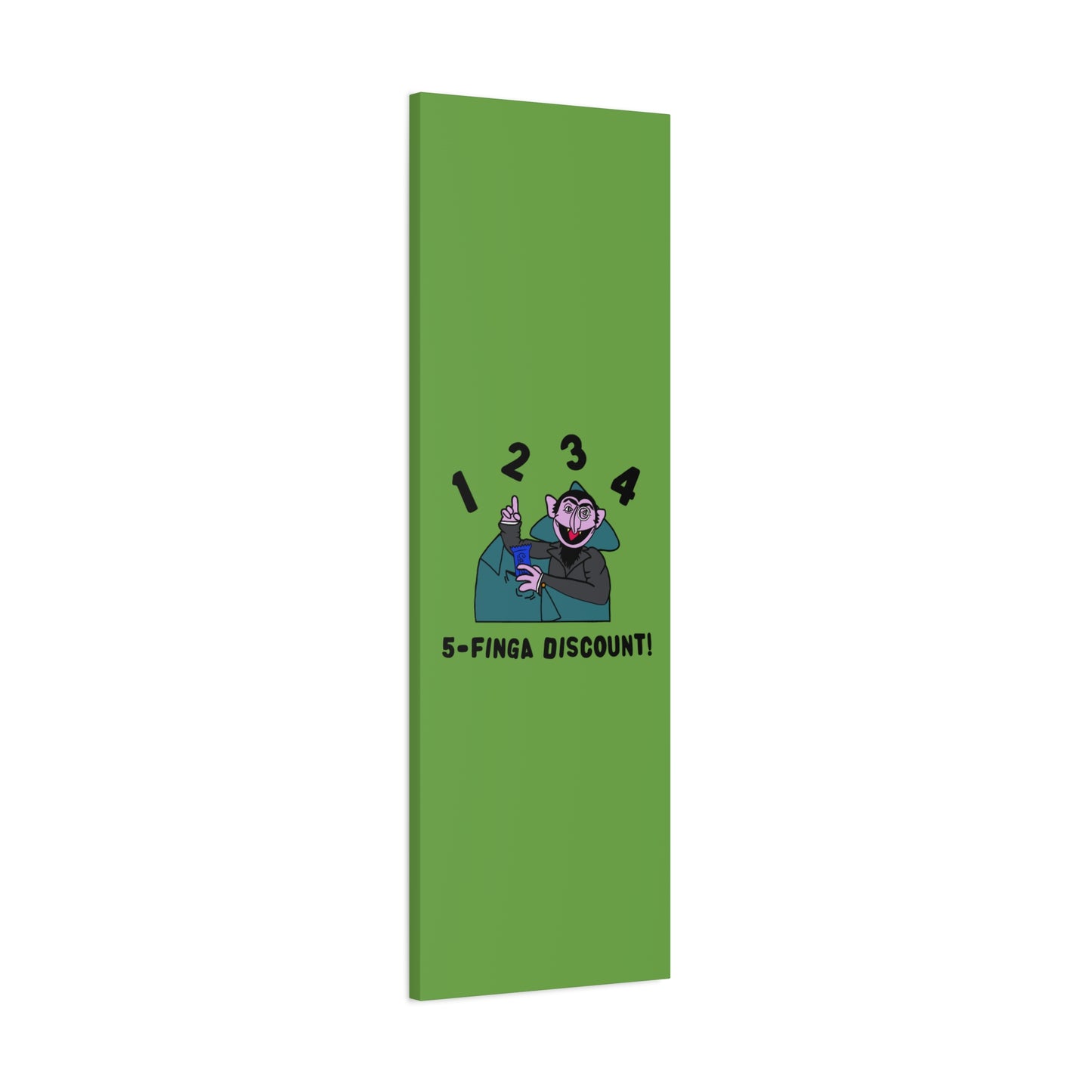 Five Finger Discount Canvas Print Green - Sesame Street The Count Parody Art Print