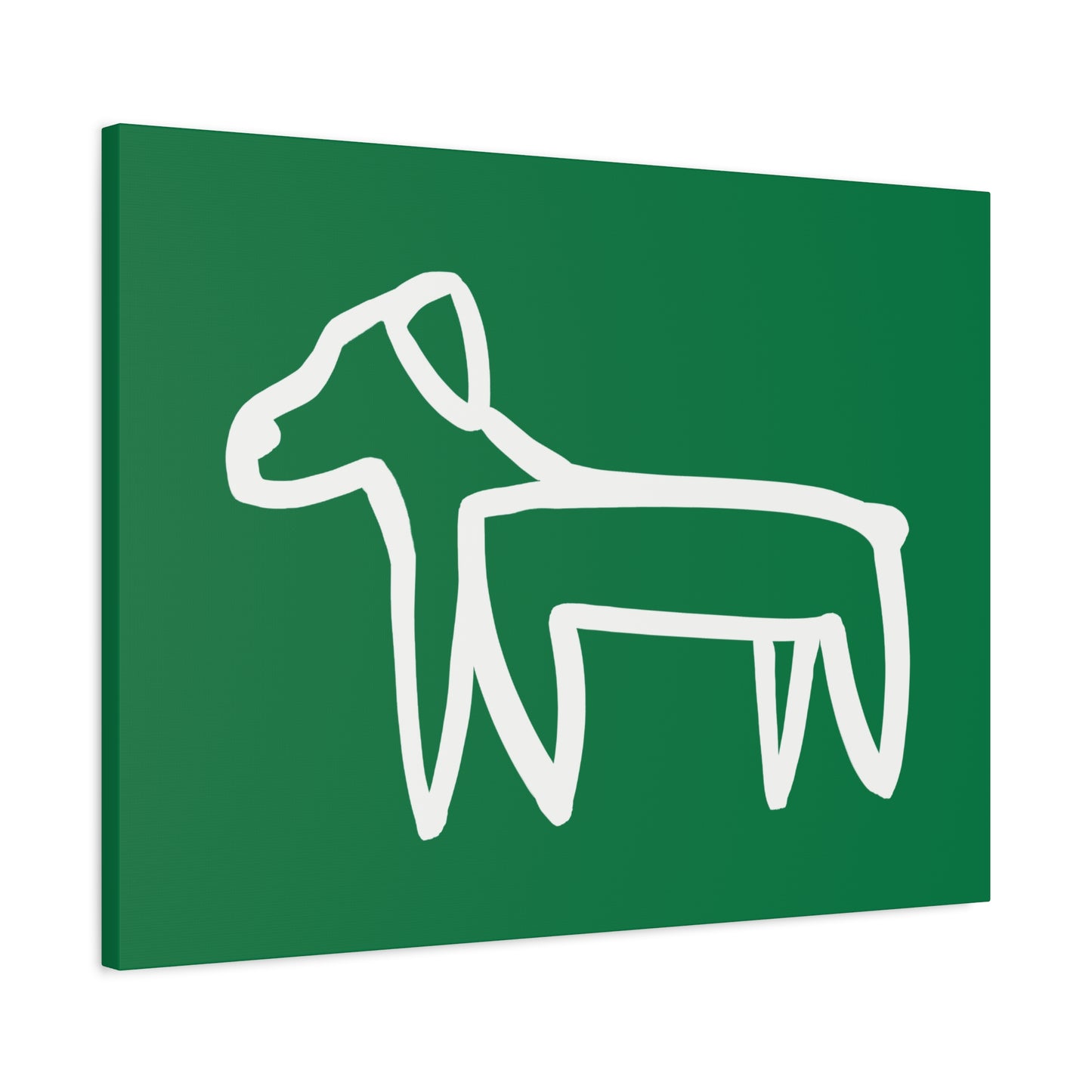 Dog Canvas Print on Green (Transparent Style White Dog) - Dog Art Print