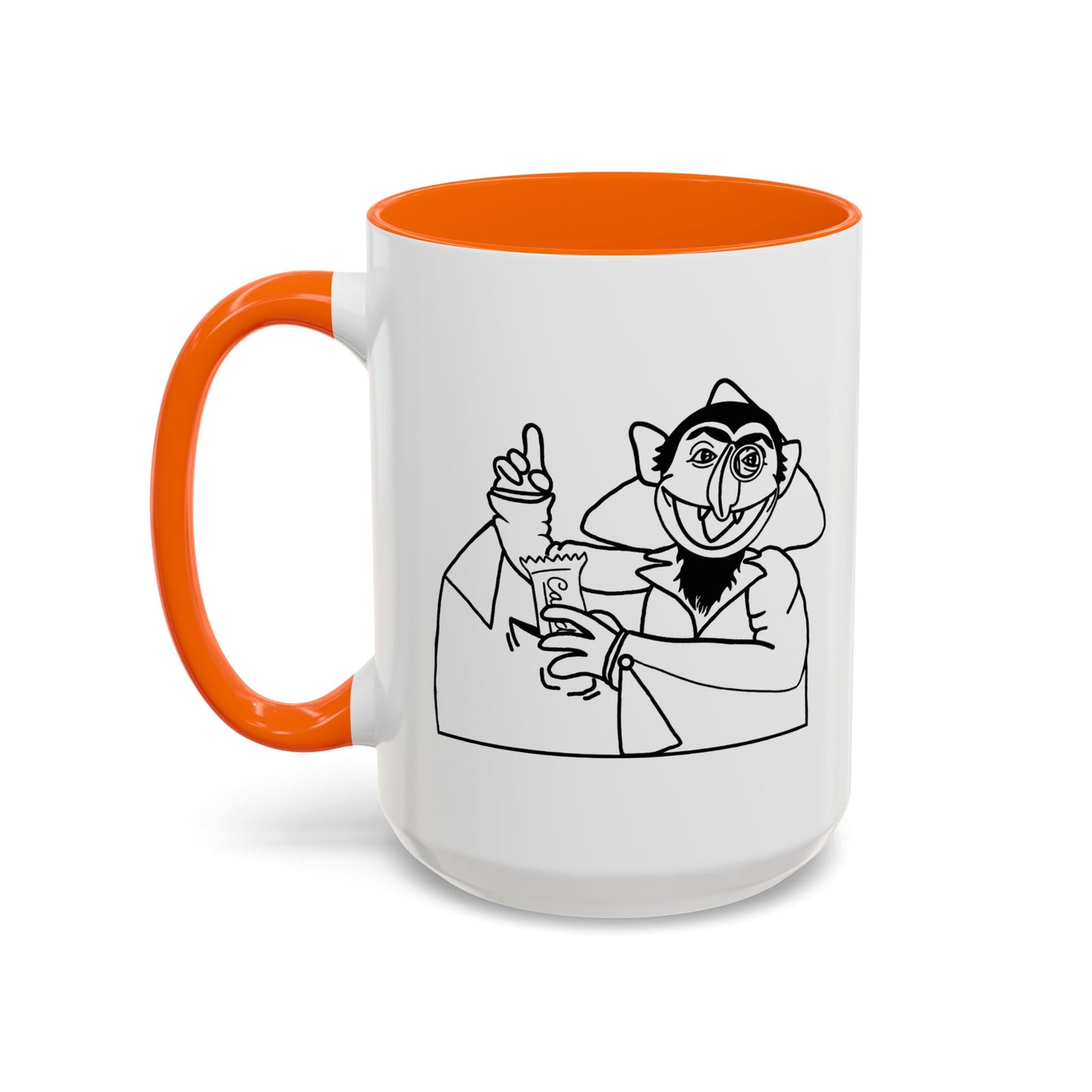 The Count Stealing Candy Outline Accent Mug - Sesame Street The Count Parody Coffee Mug