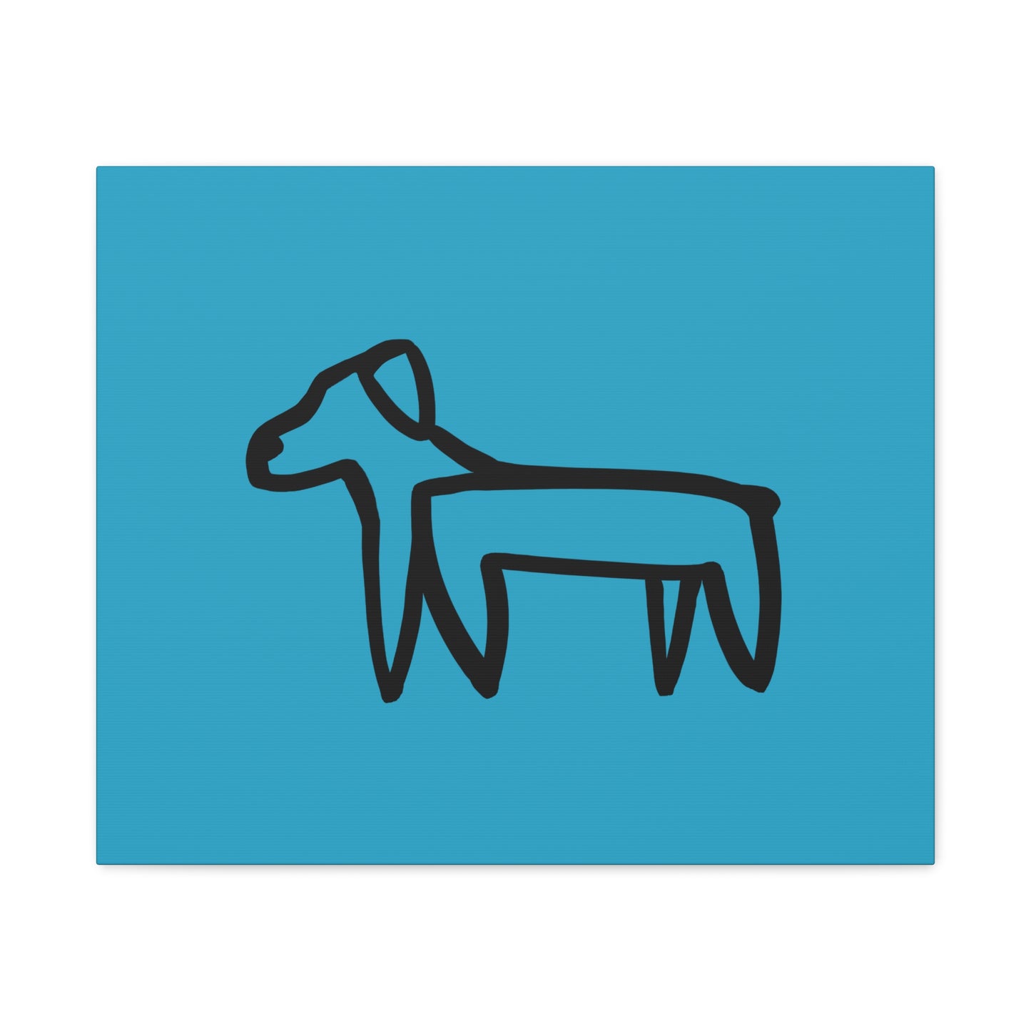 Dog Canvas Print on Turquoise (Transparent Style Black Dog) - Dog Drawing Canvas
