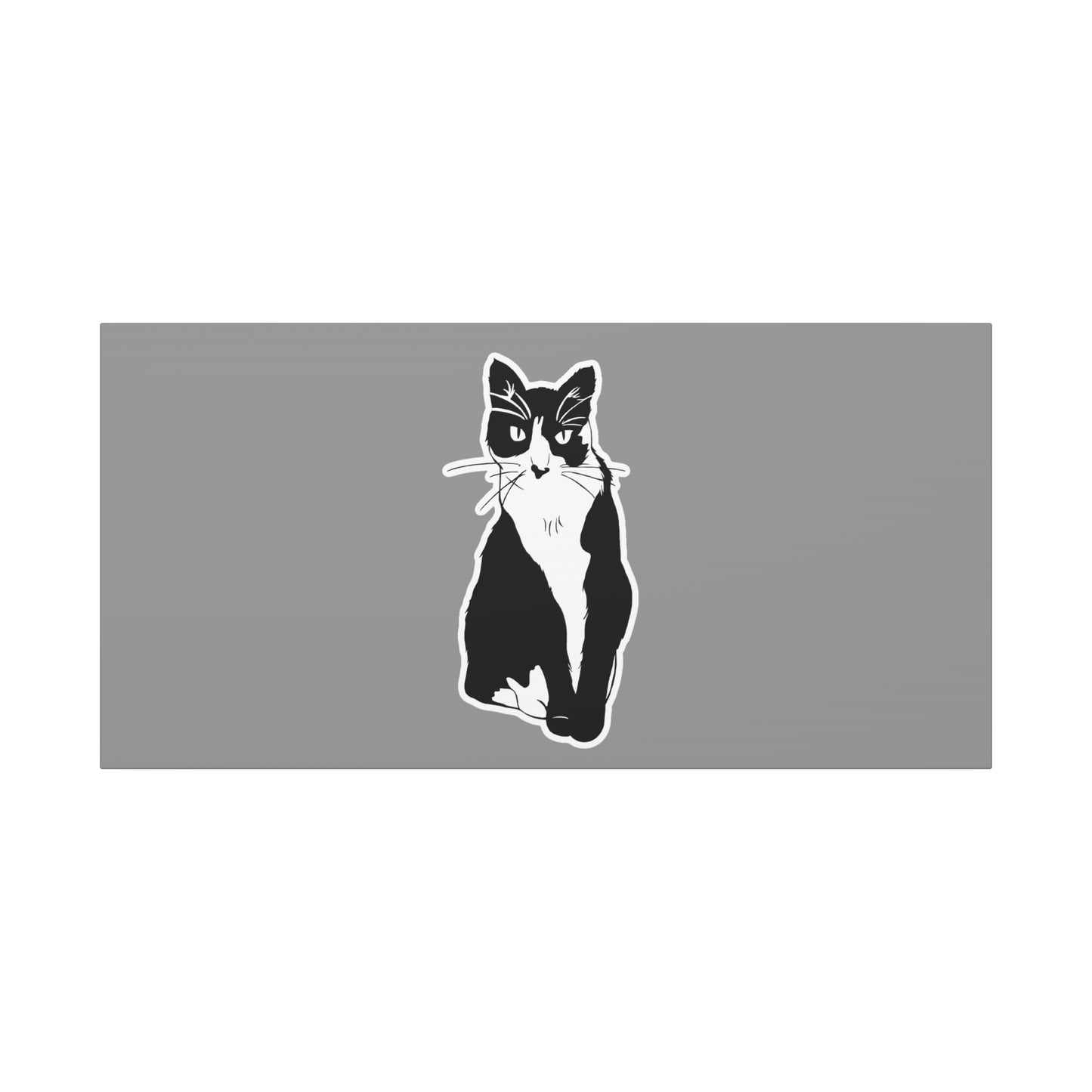 Cat Canvas Print on Grey (Sticker Style Cat) - Cat Drawing Wall Art