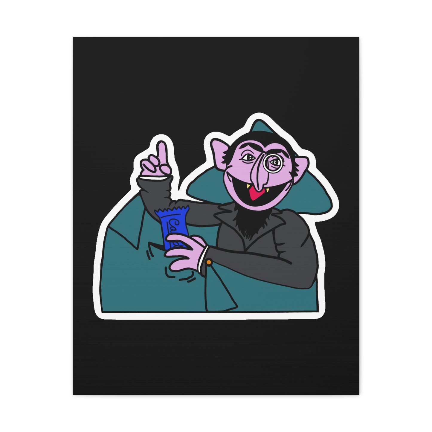 The Count Stealing Candy Canvas Print Black - Sesame Street The Count Parody Art