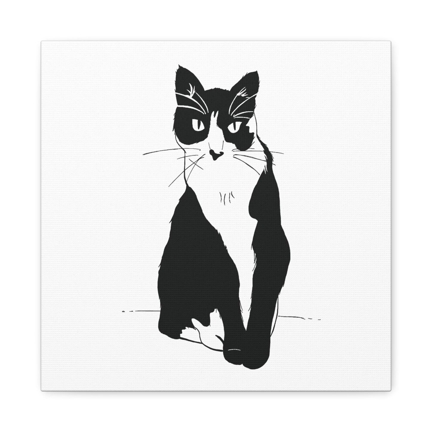 Cat Canvas Print on White (Transparent Style Cat) - Cat Drawing Art