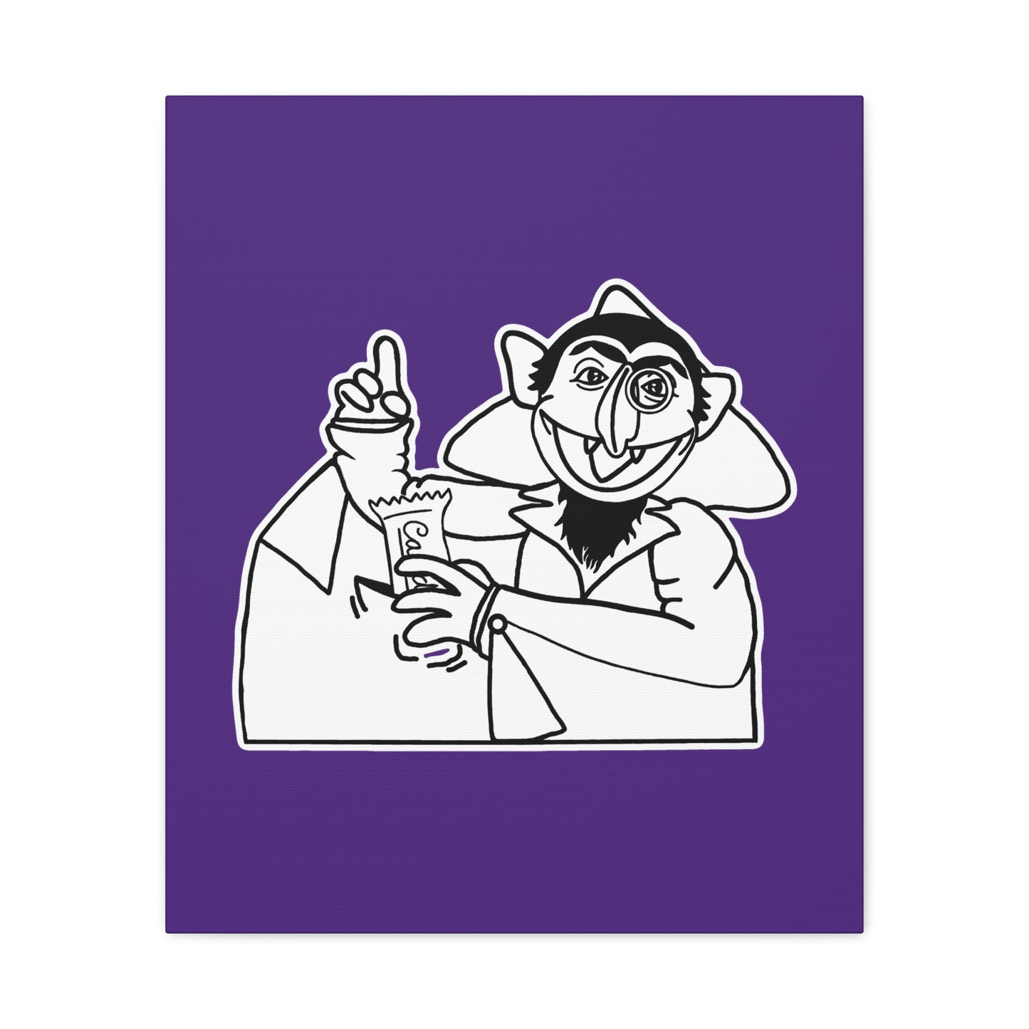 The Count Stealing Candy Outline Canvas Print Purple - Sesame Street The Count Parody Art