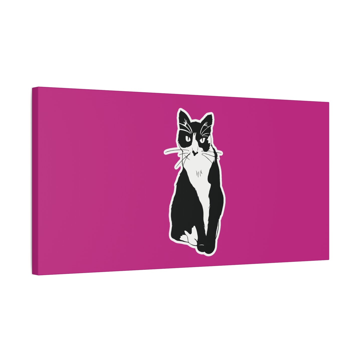 Cat Canvas on Pink (Sticker Style Cat) - Cat Drawing Art