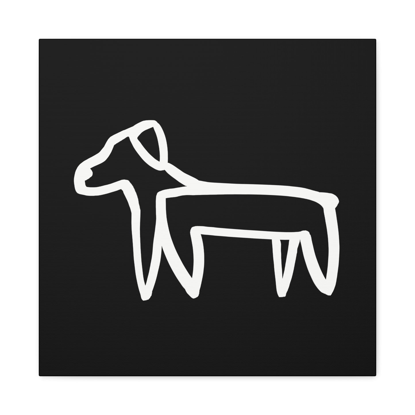 Dog Canvas Print on Black (Transparent Style White Dog) - Dog Art Print