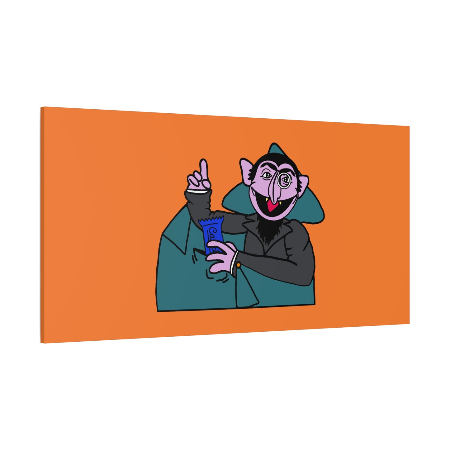The Count Stealing Candy Canvas Print Orange - Sesame Street The Count Parody Art