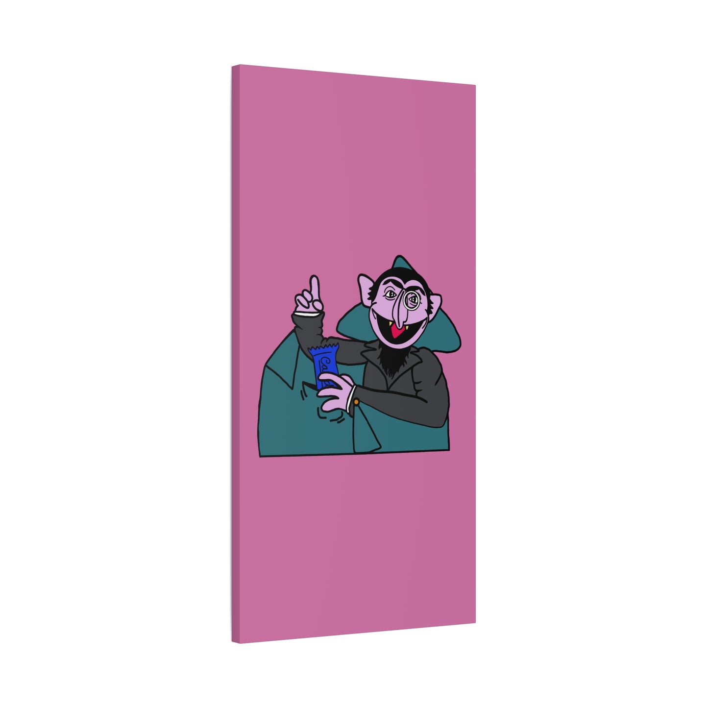 The Count Stealing Candy Canvas Print Light Pink - Sesame Street The Count Parody Art