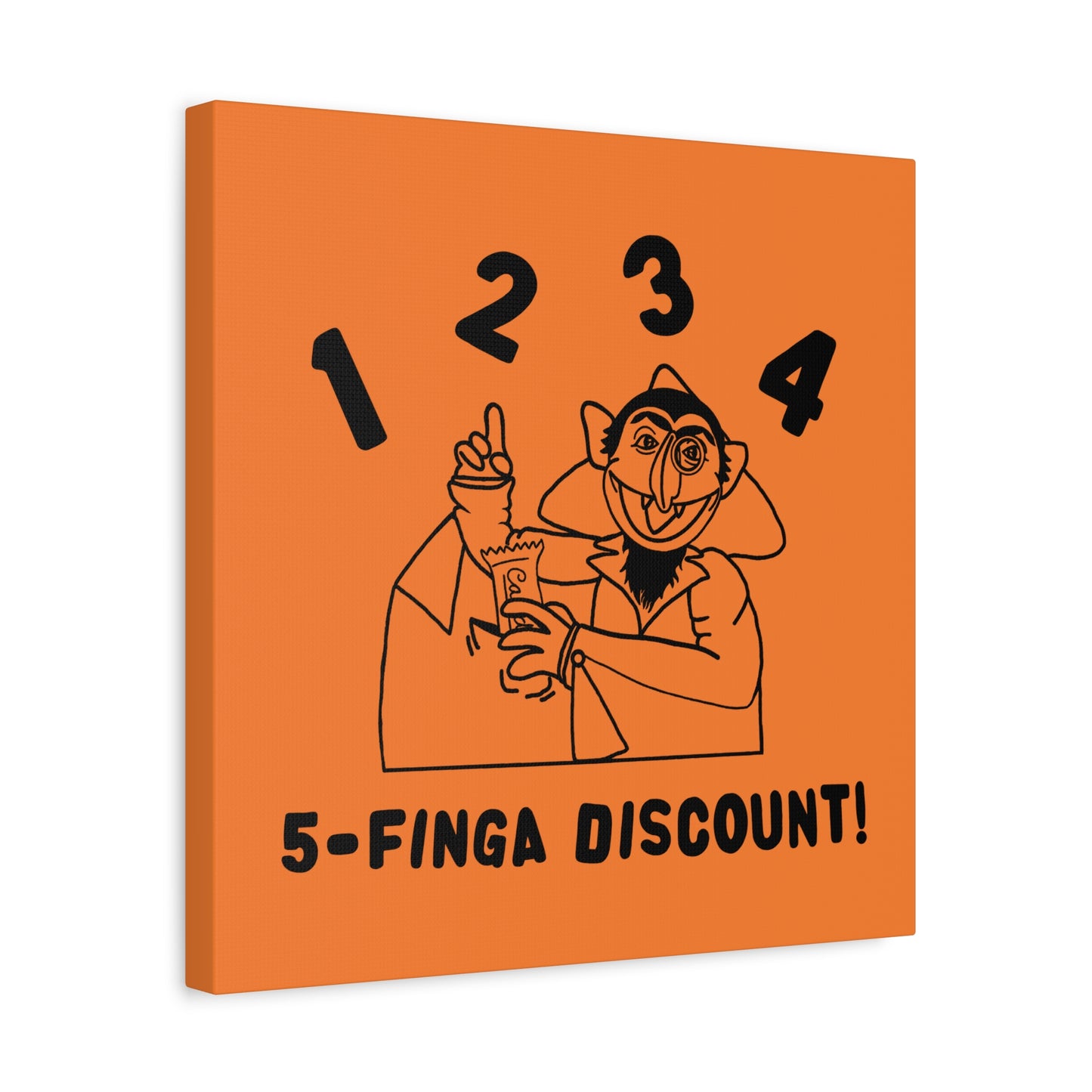 Five Finger Discount Outline Canvas Print Light Orange - Sesame Street The Count Parody Art Print