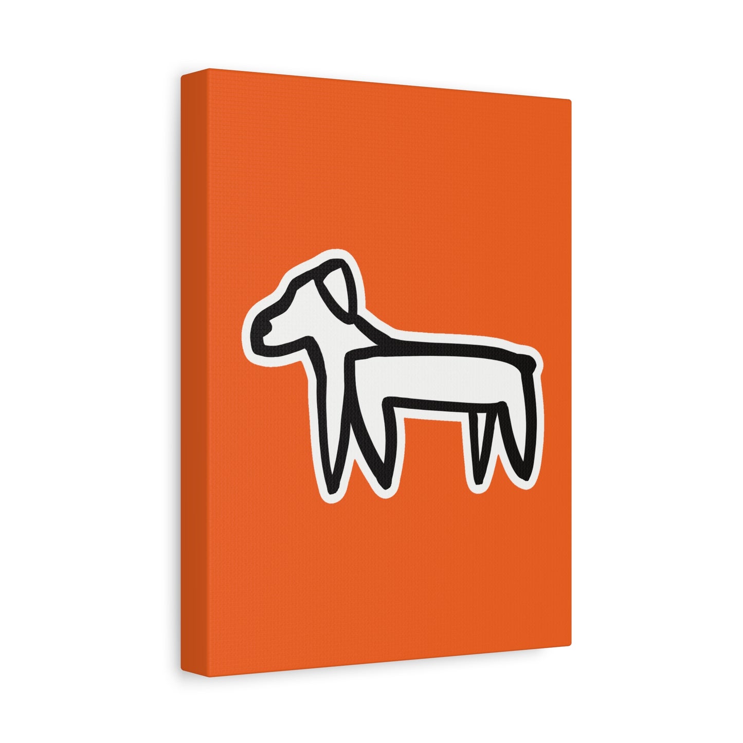 Dog Canvas Print on Orange (Sticker Style White Dog) - Dog Art Print