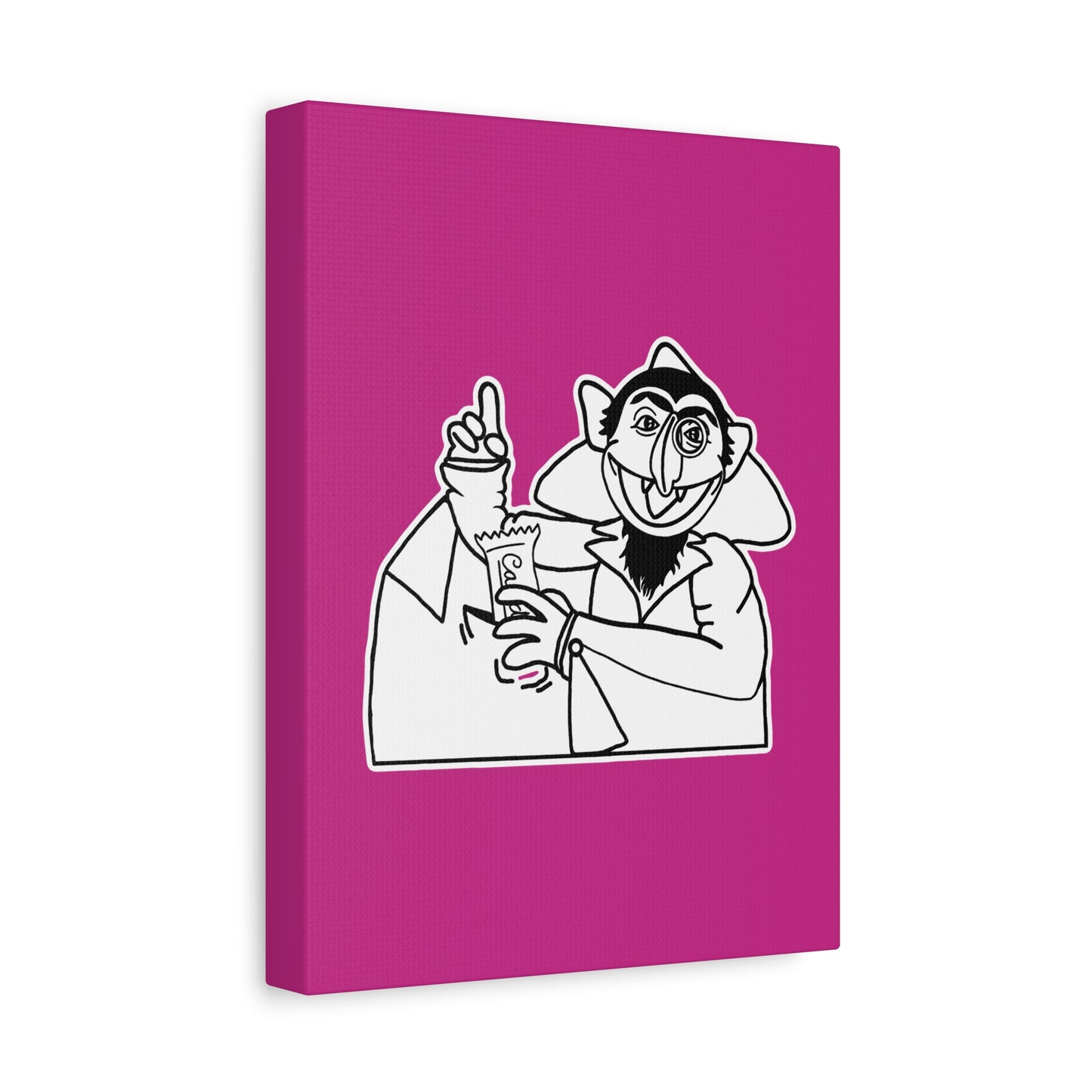 The Count Stealing Candy Outline Canvas Print Pink - Sesame Street The Count Parody Art