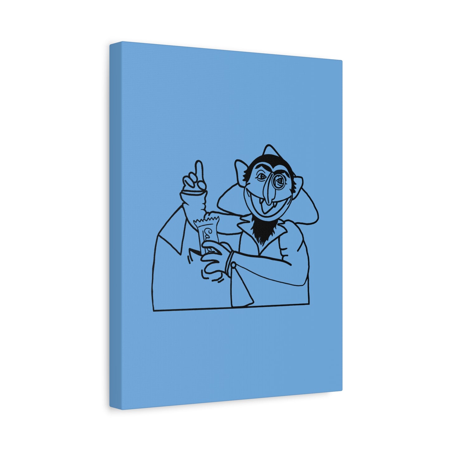 The Count Stealing Candy Outline Canvas Print Light Blue - Sesame Street The Count Parody Art