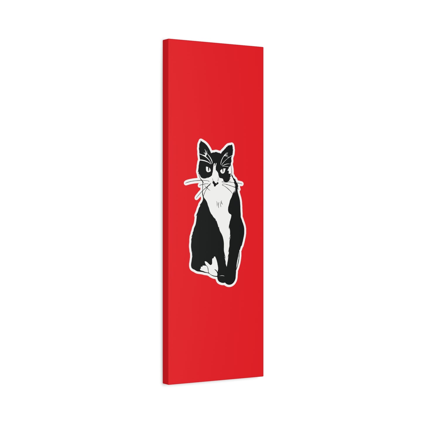 Cat Canvas Print on Red (Sticker Style Cat) - Cat Drawing Art