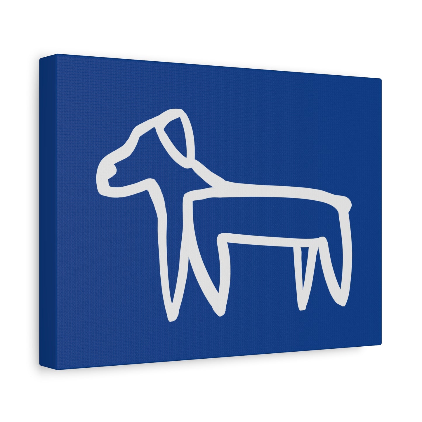 Dog Canvas Print on Blue (Transparent Style White Dog) - Dog Art Print