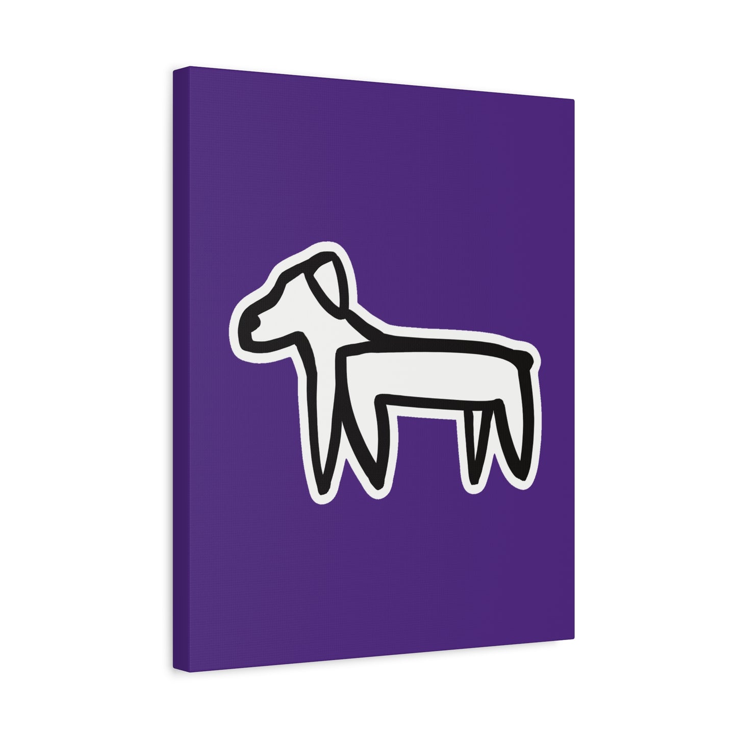 Dog Canvas Print on Purple (Sticker Style White Dog) - Dog Art Print