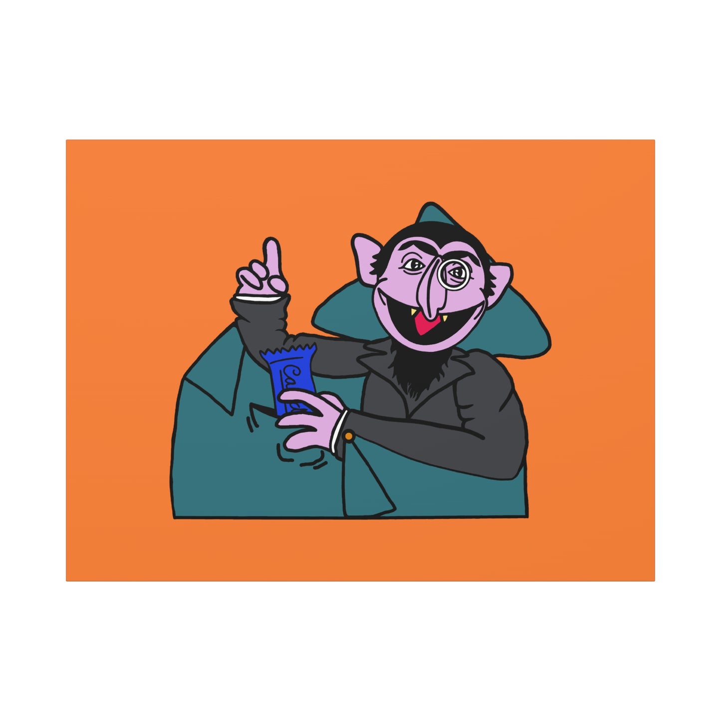 The Count Stealing Candy Canvas Print Orange - Sesame Street The Count Parody Art