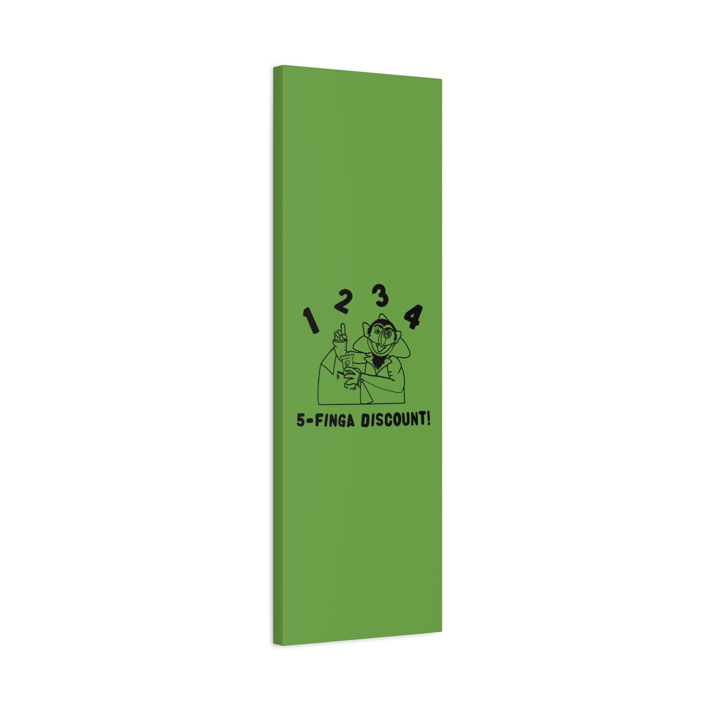 Five Finger Discount Outline Canvas Print Green - Sesame Street The Count Parody Art Print