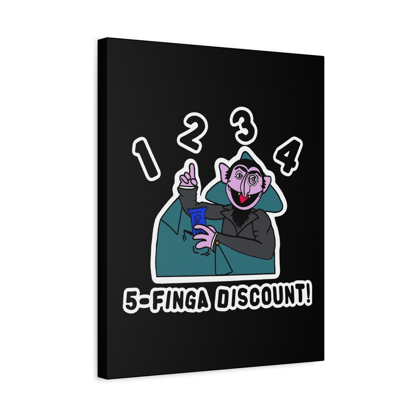 Five Finger Discount Canvas Print Black - Sesame Street The Count Parody Art Print