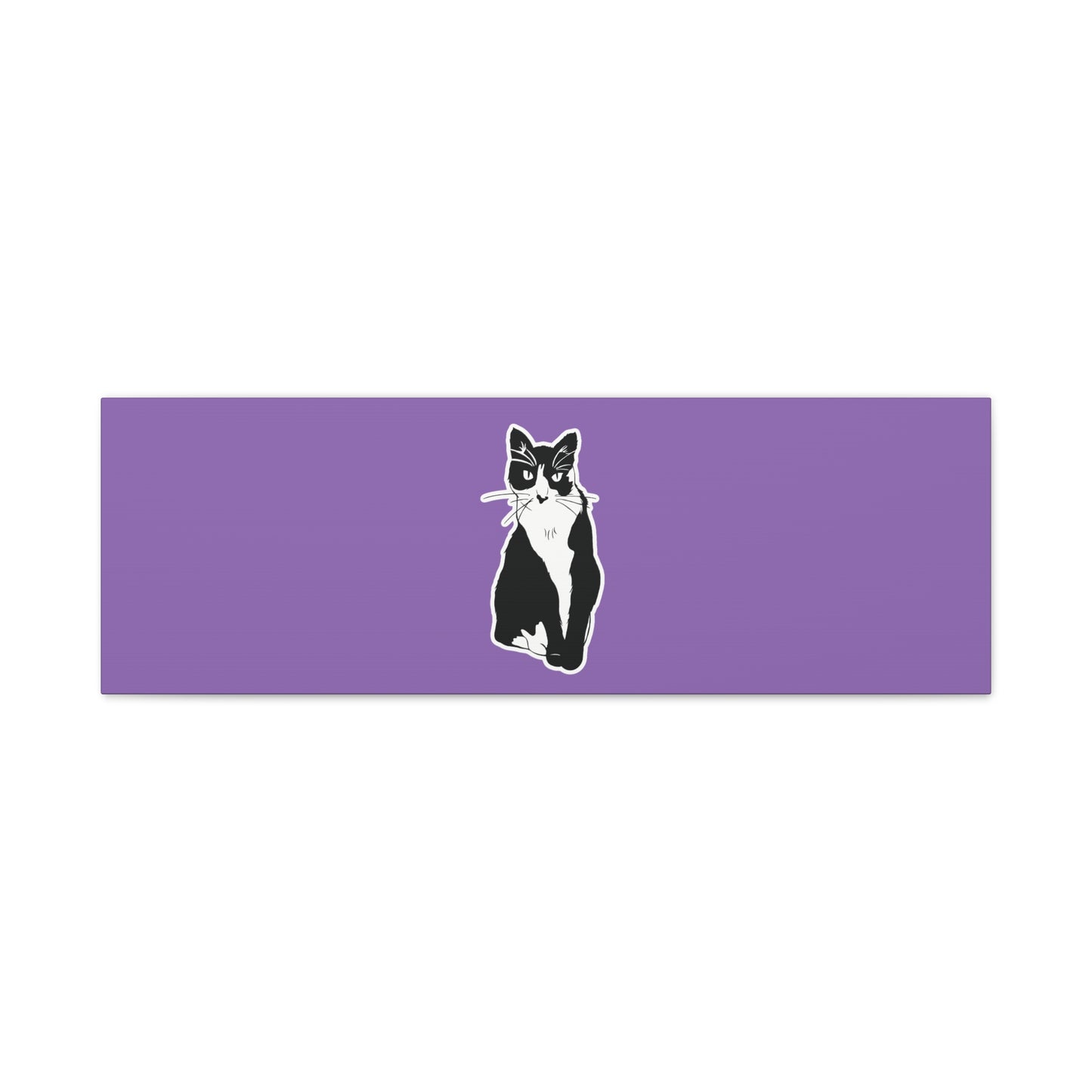 Cat Canvas on Light Purple (Sticker Style Cat) - Cat Drawing Art