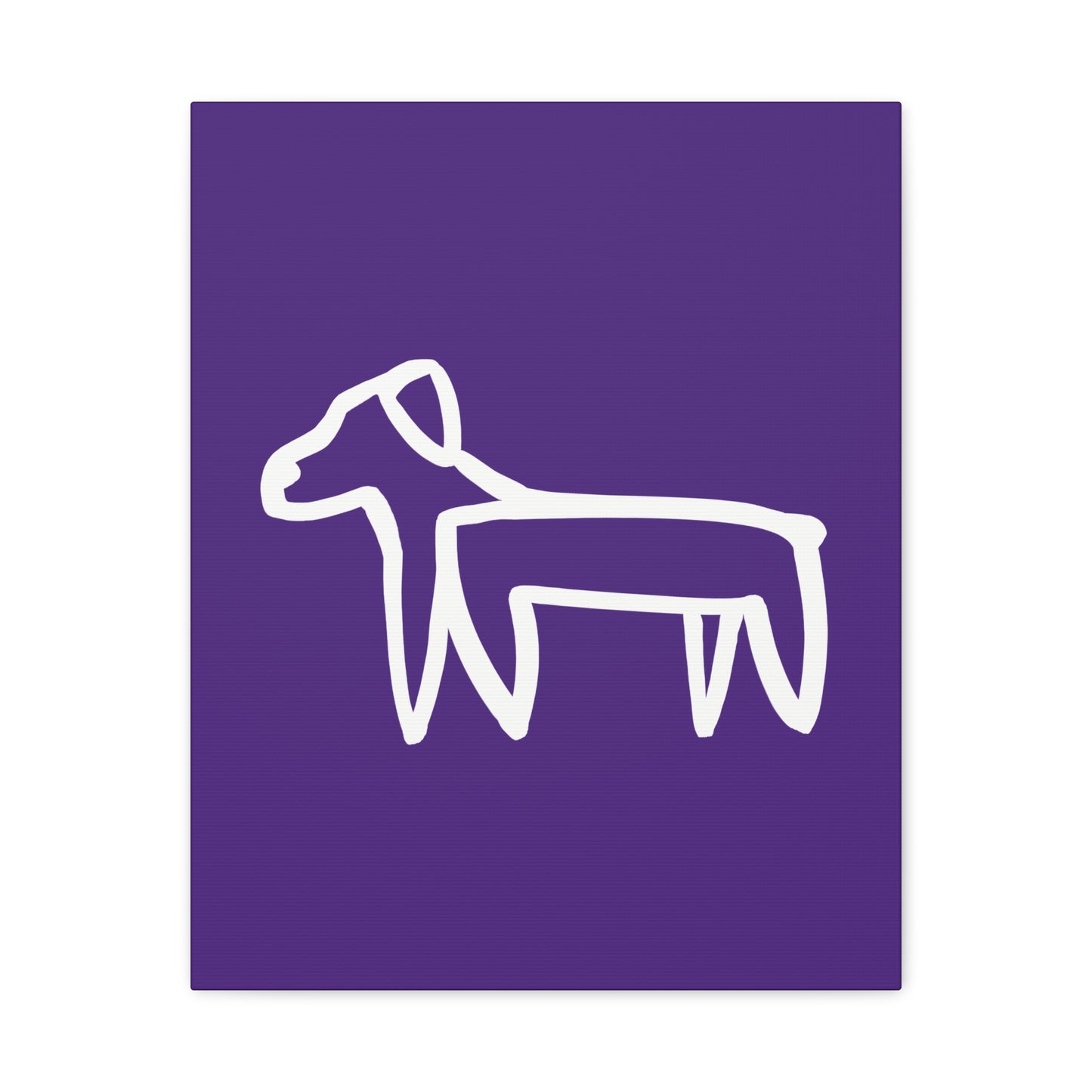 Dog Canvas Print on Purple (Transparent Style White Dog) - Dog Art Print