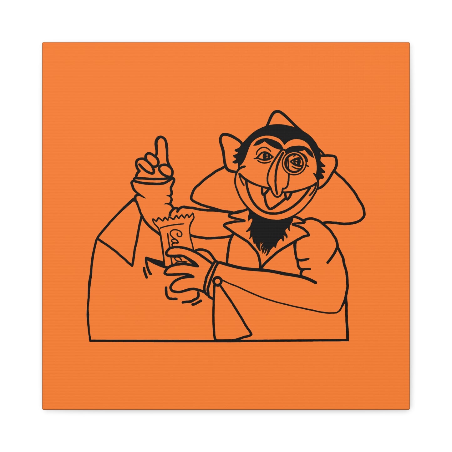 The Count Stealing Candy Outline Canvas Print Light Orange - Sesame Street The Count Parody Art