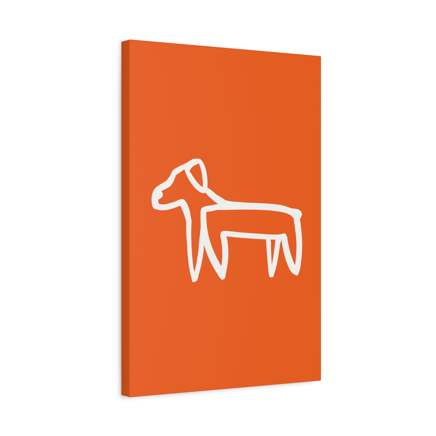 Dog Canvas Print on Orange (Transparent Style White Dog) - Dog Art Print