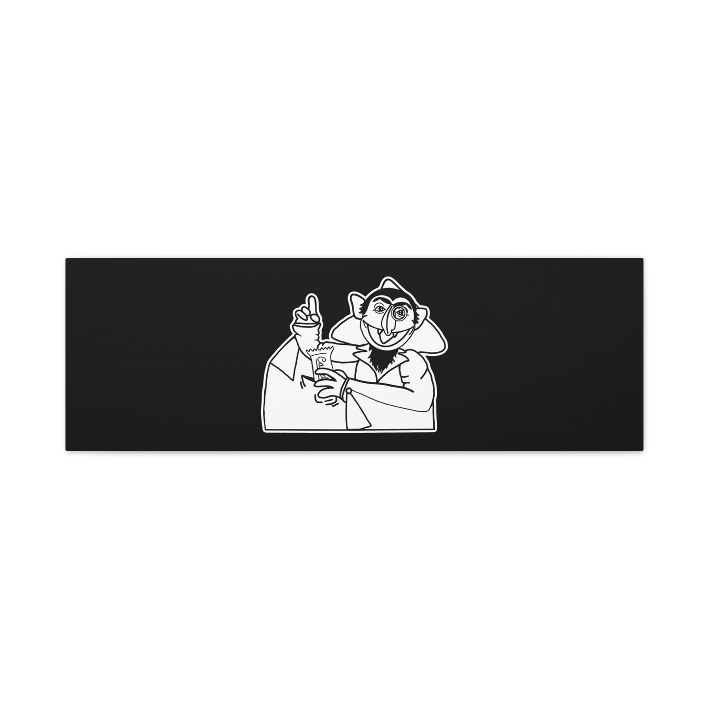 The Count Stealing Candy Outline Canvas Print Black - Sesame Street The Count Parody Canvas Art