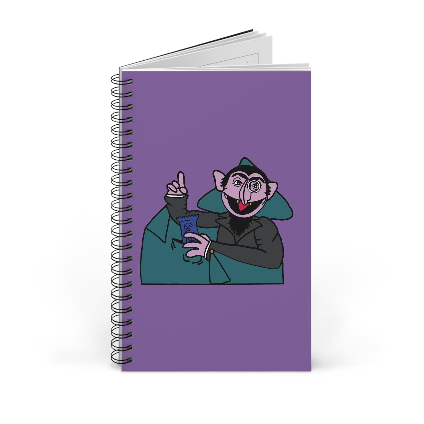 The Count Stealing Candy Notebook Light Purple - Sesame Street The Count Parody Spiral Notebook