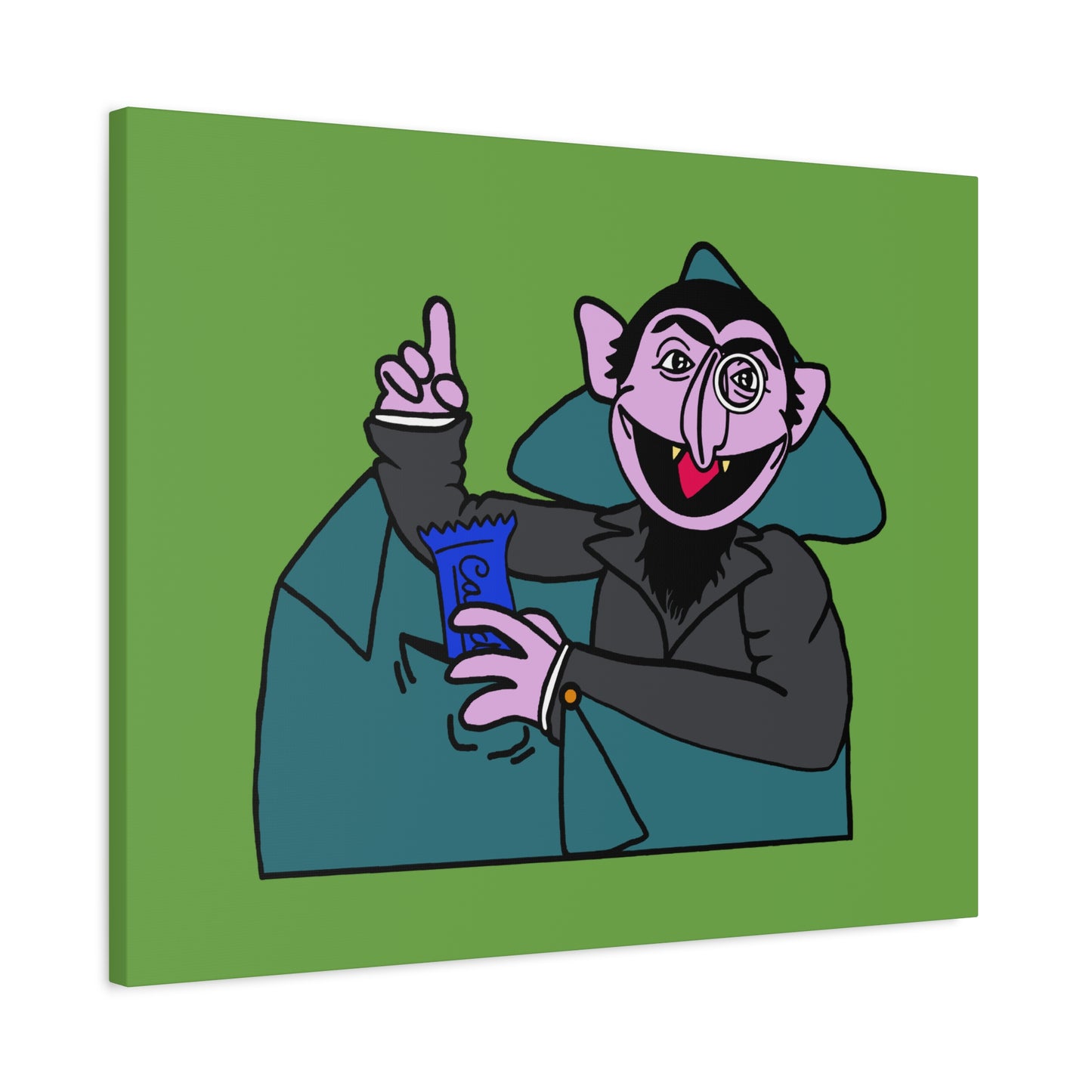The Count Stealing Candy Canvas Print Green - Sesame Street The Count Parody Art