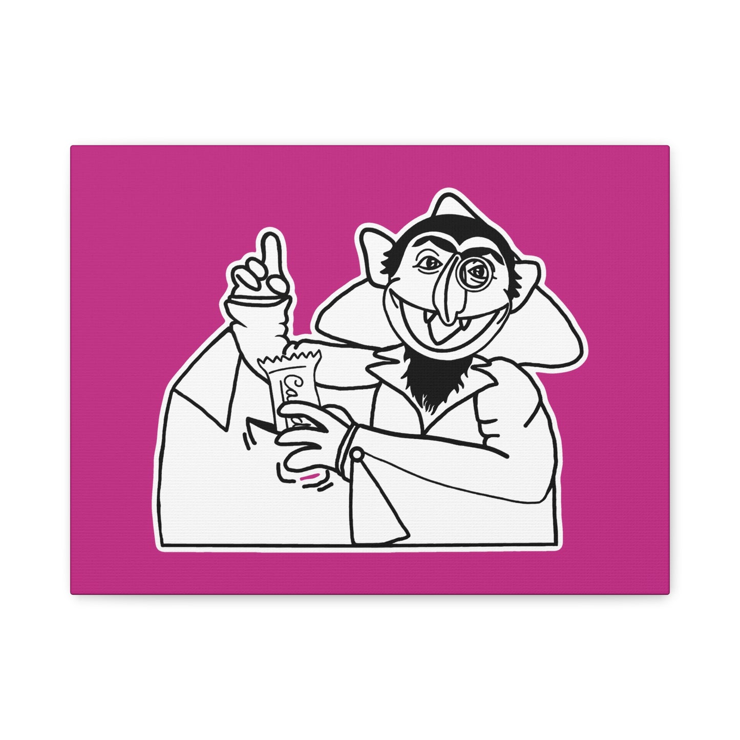 The Count Stealing Candy Outline Canvas Print Pink - Sesame Street The Count Parody Art