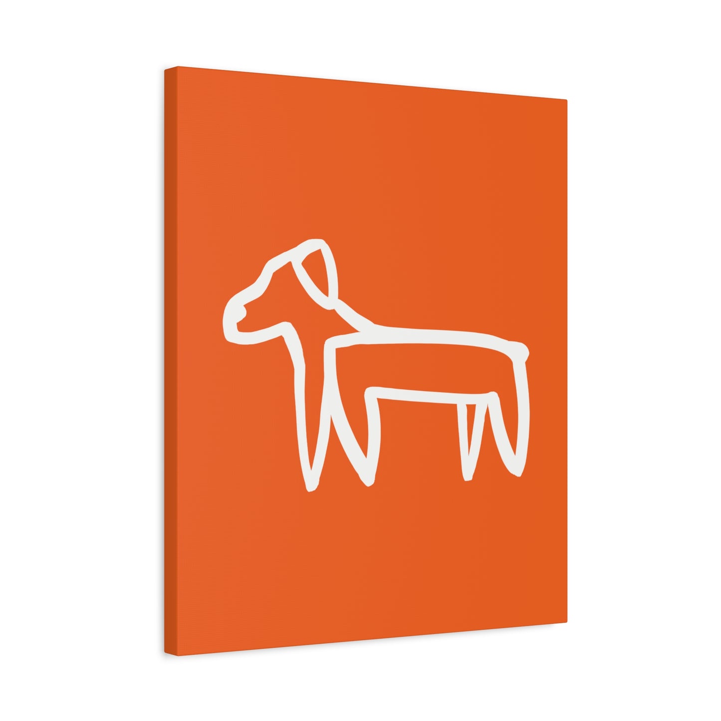 Dog Canvas Print on Orange (Transparent Style White Dog) - Dog Art Print
