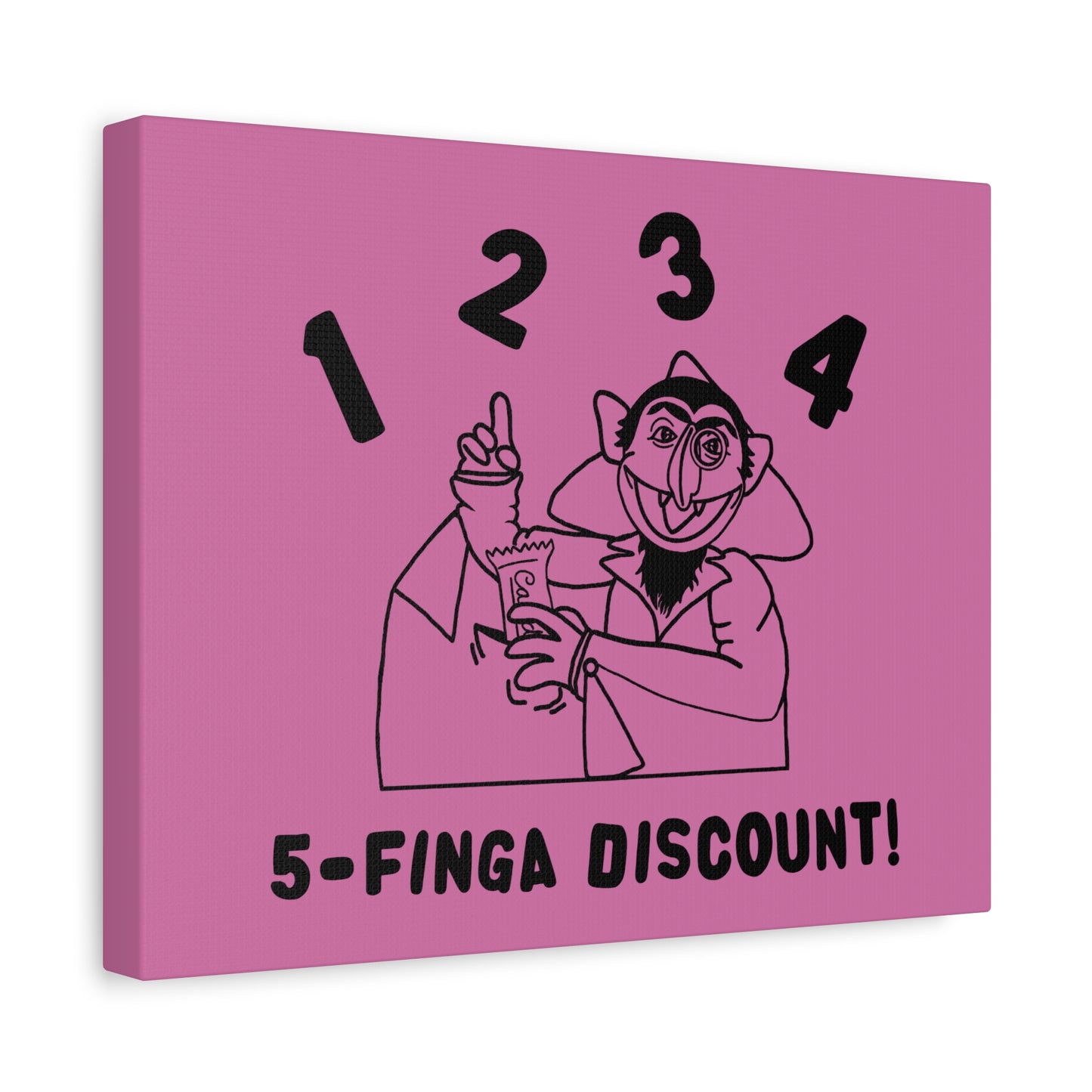 Five Finger Discount Outline Canvas Print Light Pink - Sesame Street The Count Parody Art Print