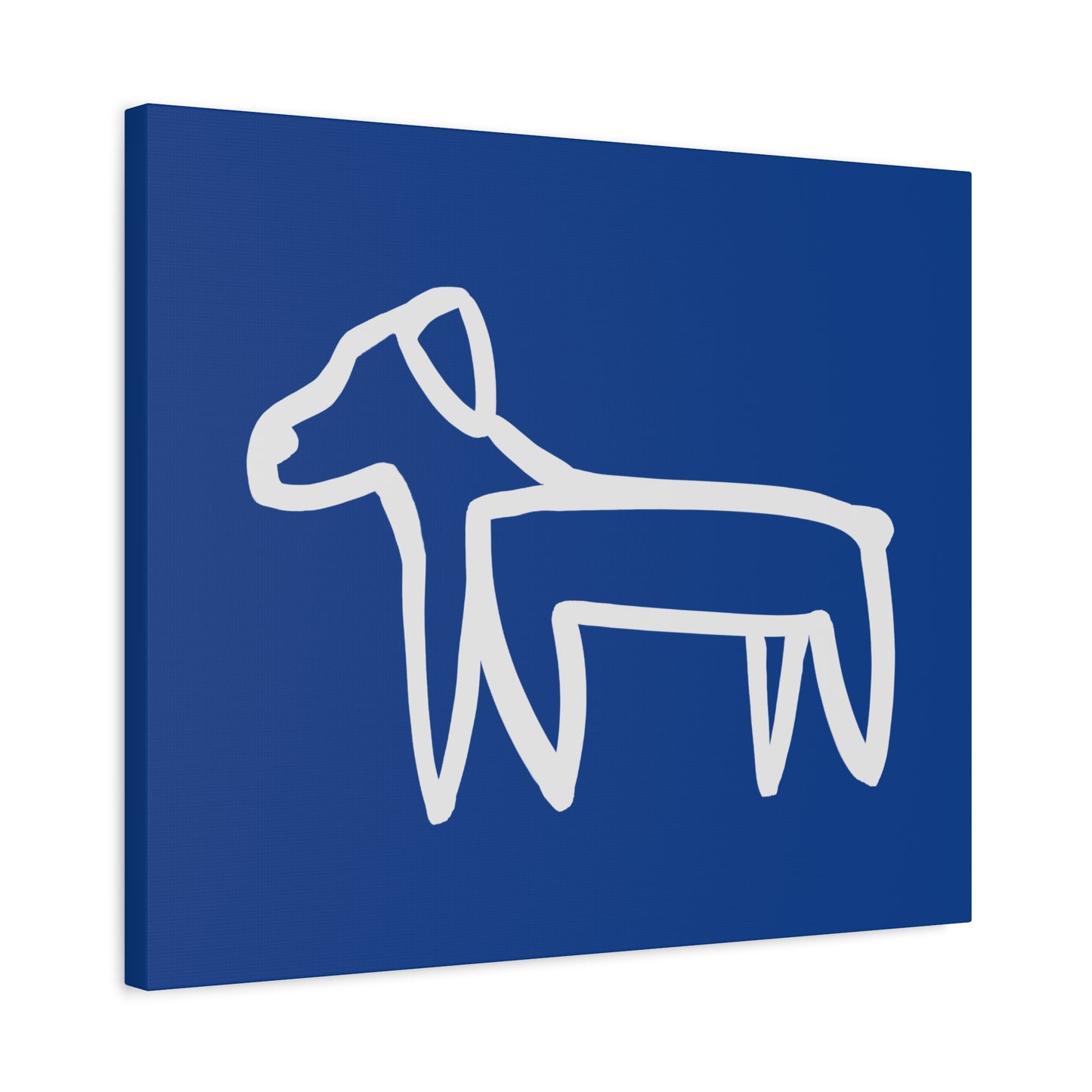 Dog Canvas Print on Blue (Transparent Style White Dog) - Dog Art Print